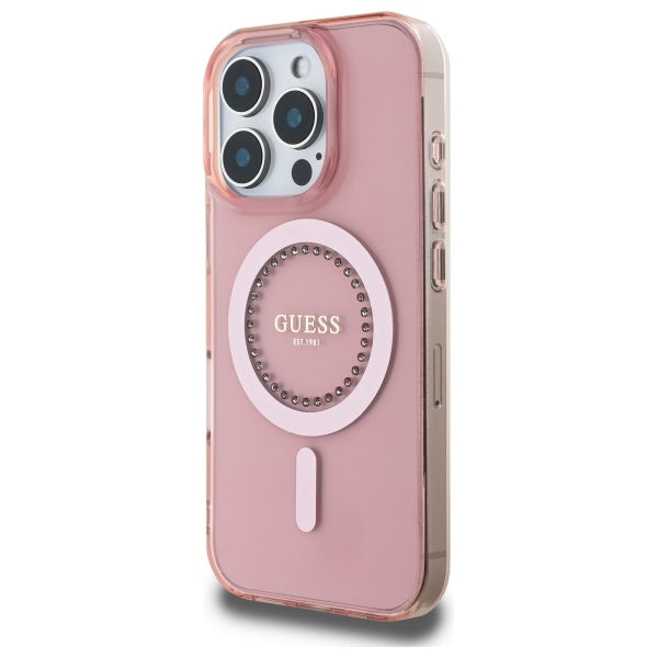 Guess Magsafe “Rhinestones” Hard Case Θήκη προστασίας από σκληρό πλαστικό – iPhone 16 Pro (Ροζ – GUHMP16LPFTDTEP)