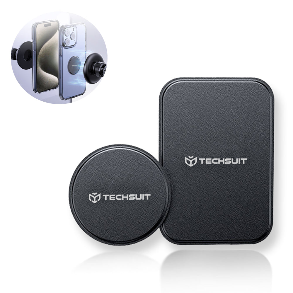 Techsuit - (2 pack) Metal Plate (MP02) - with PU Leather Cover - Black