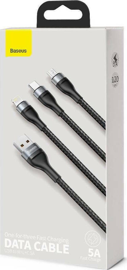 Baseus Rapid Series Braided USB to Lightning / Type-C / micro USB Cable 3A Μαύρο
