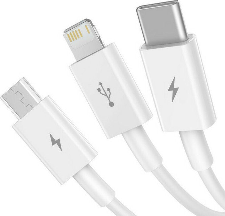 Baseus Superior Series Regular USB to Lightning / Type-C / micro USB Cable 3.5A Λευκό 1.5m (CAMLTYS-02)