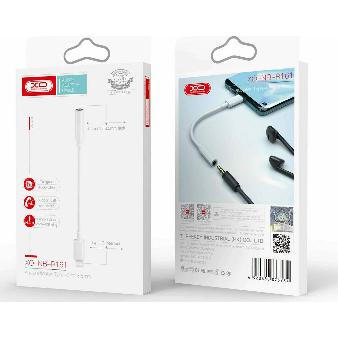 XO - Μετατροπέας USB-C σε 3.5mm female - Λευκό