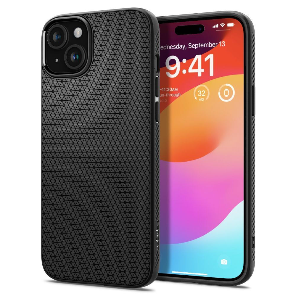 Spigen Liquid Air Back Cover Σιλικόνης 0.3mm Μαύρο (iPhone 15)