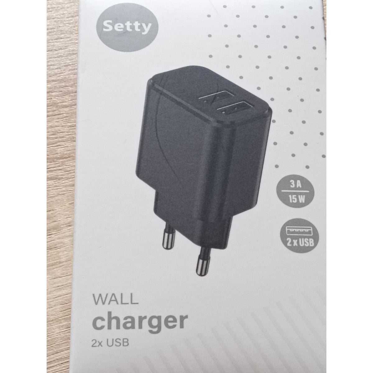 Setty Φορτιστής Χωρίς Καλώδιο με 2 Θύρες USB-A Μαύρος (GSM106088)