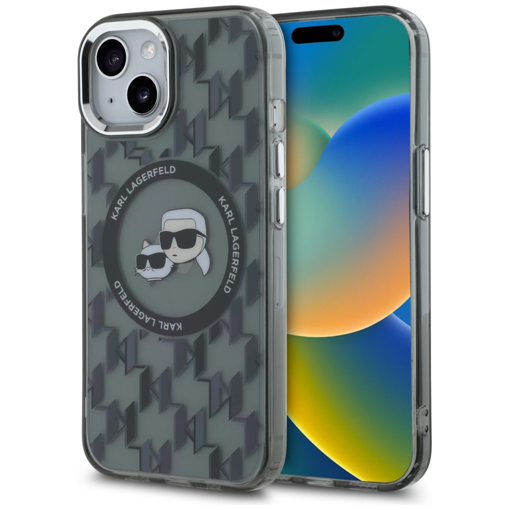 Karl Lagerfeld - IML MagSafe (KLHMP15SHMCKMHK) - iPhone 15 - Monogram Karl&Choupette Head