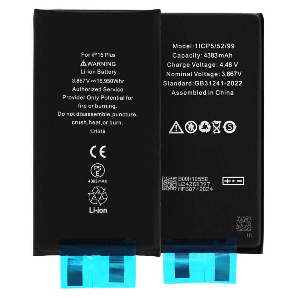 OEM - Smartphone Battery Cell (21713) - without Flex-Cable - iPhone 15 Plus - 4383mAh - Black