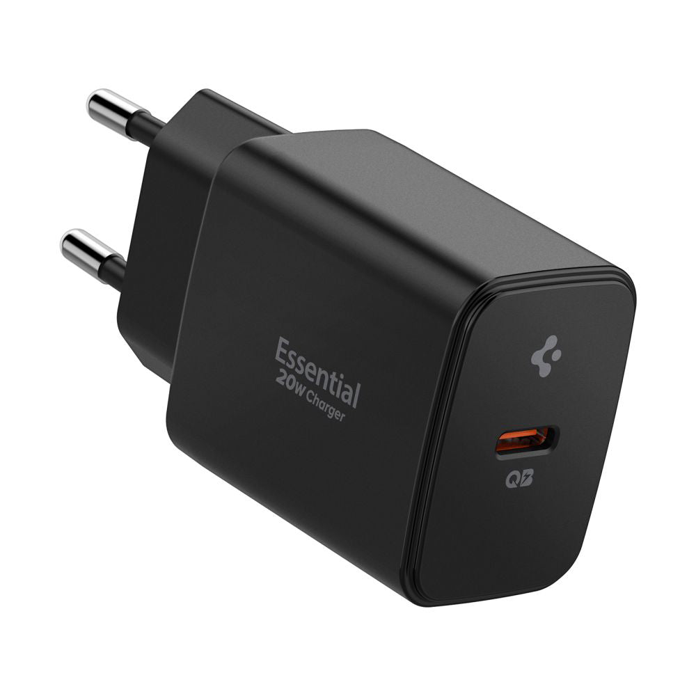 Spigen - Wall Charger Essential (EE201EU) - Type-C, GaN, Fast Charging, PD20W, Quantum Boost - Black