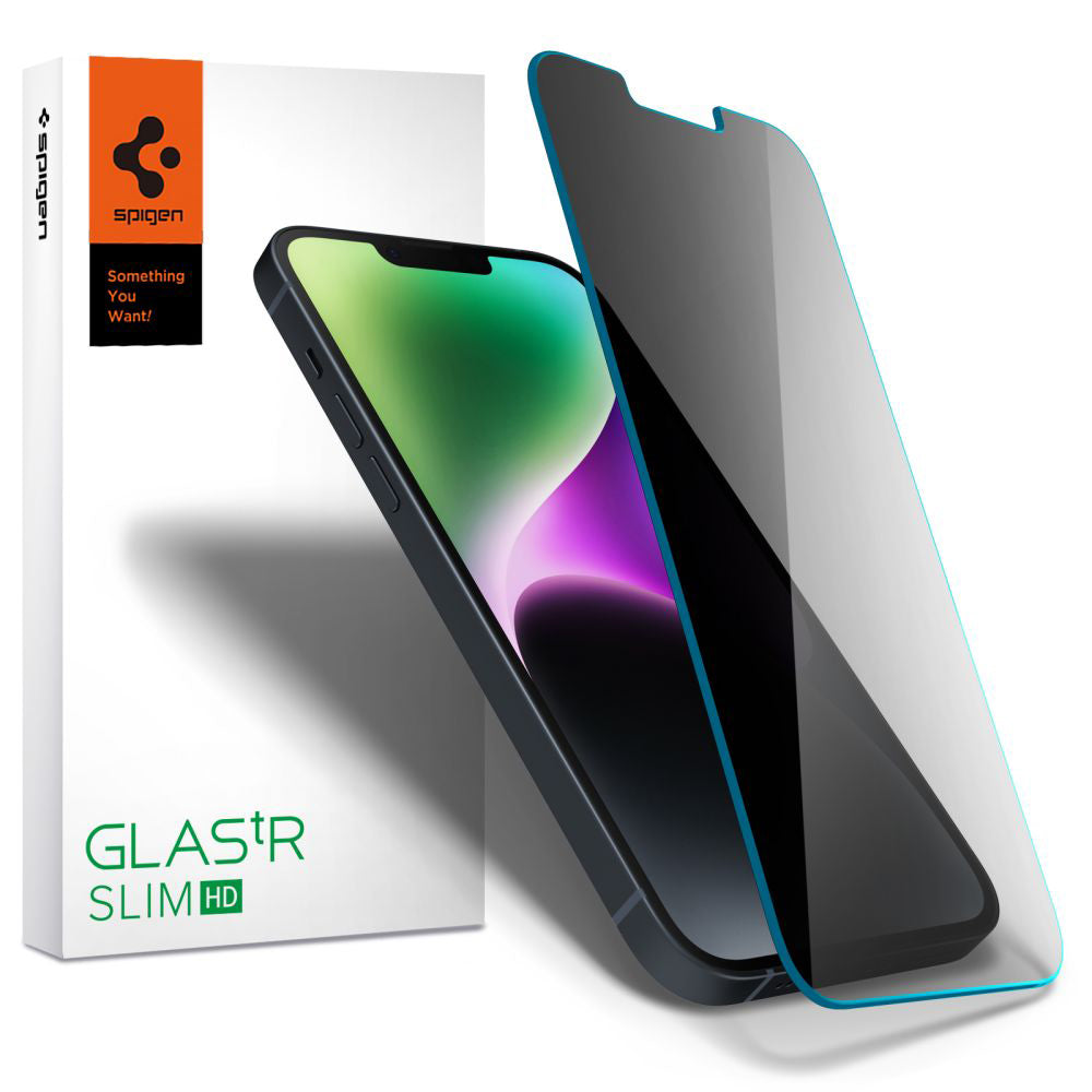 Spigen - Glas.tR Slim - iPhone 13/ iPhone 13 Pro / iPhone 14 / iPhone 16e - Privacy