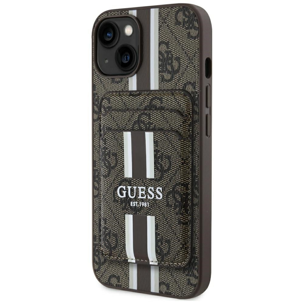 Guess - Cardslot 4G Stripes MagSafe (GUBPHCP15SP4RPSW) - iPhone 15 - Brown