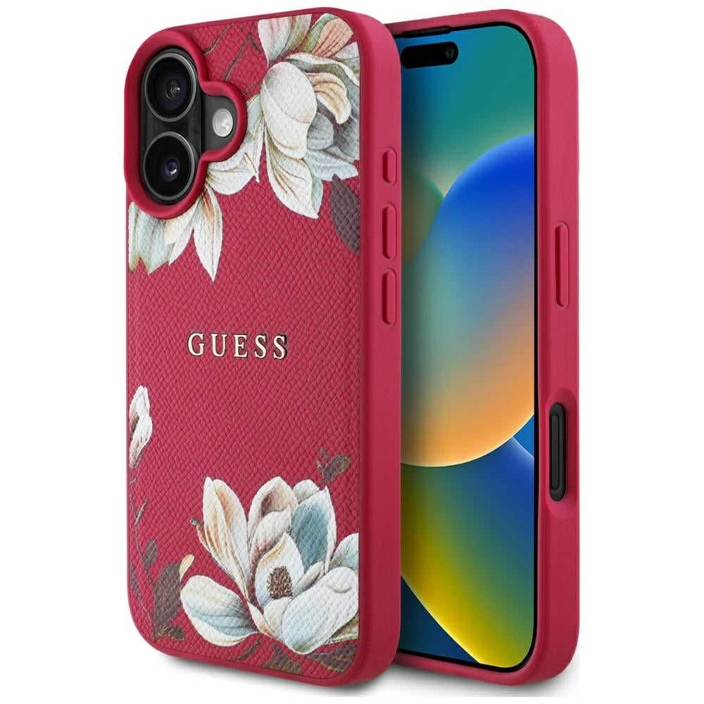 Guess - Grained Flowers MagSafe (GUHMP16SPGNMPLMF) - iPhone 16 - Fuchsia