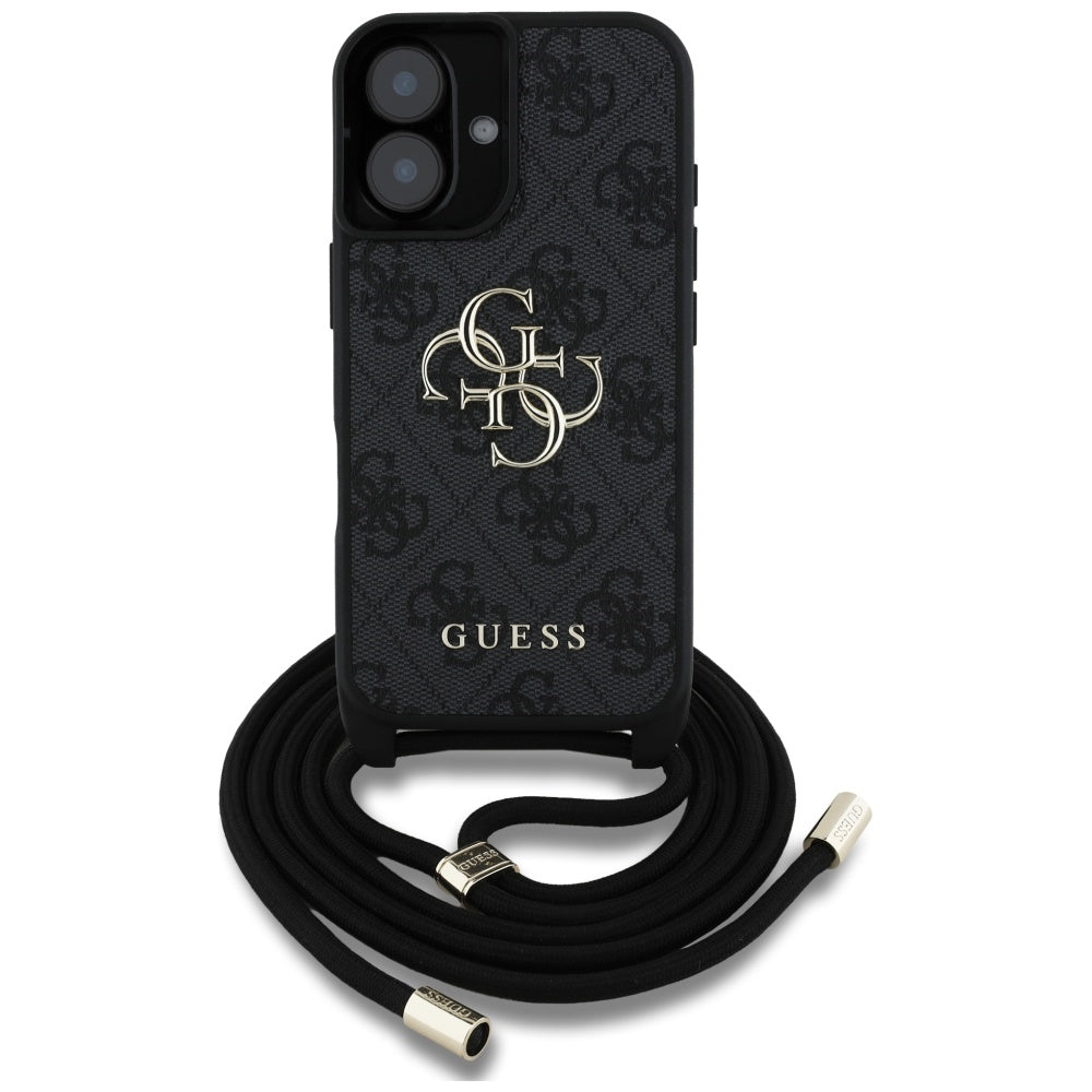 Guess - Hardcase 4G Big Logo with Cord Strap (GUHCP16MP4GMGCRK) - iPhone 16 Plus - Black