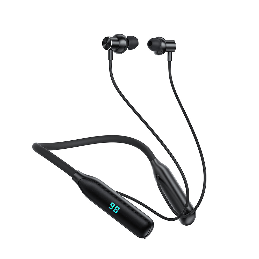 Acefast - Bluetooth Earphones (N4) - Behind the Head, Neckband, Bluetooth 5.3, IPX4, LED Display, 800mAh - Black