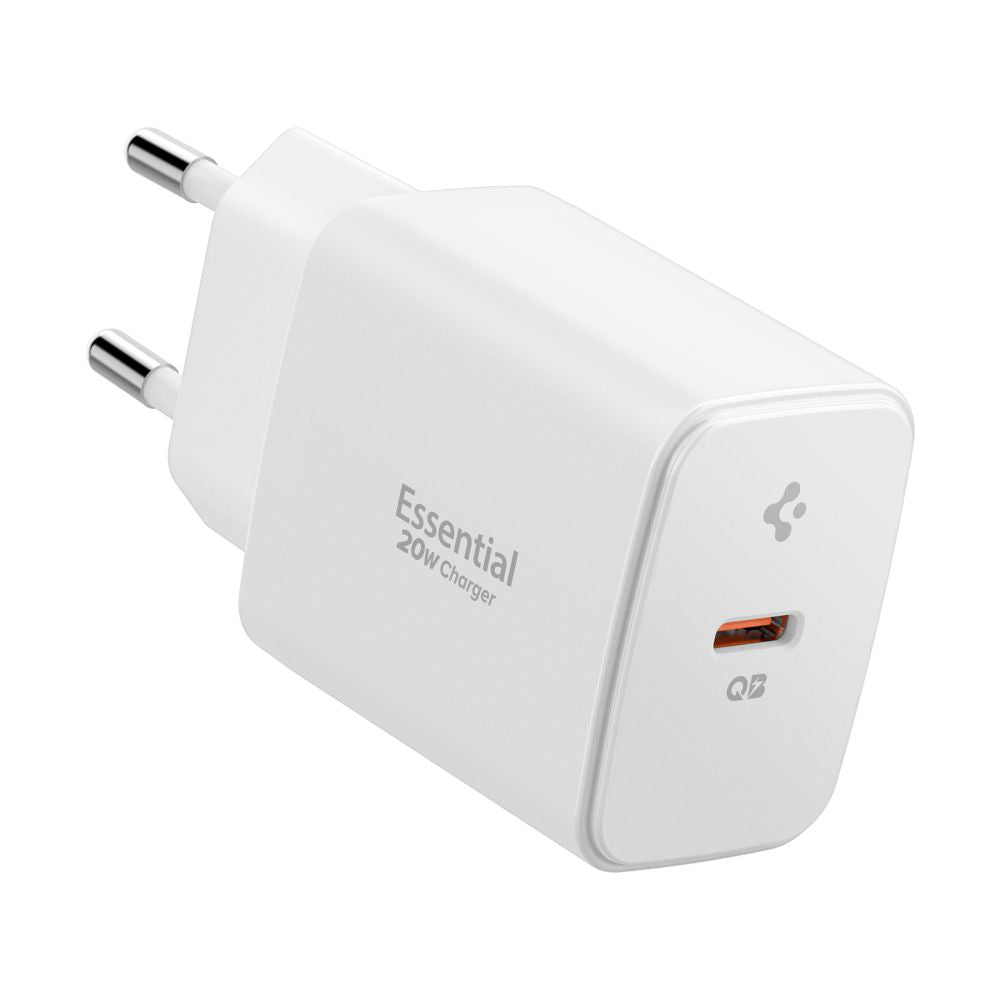 Spigen - Wall Charger Essential (EE201EU) - Type-C, GaN, Fast Charging, PD20W, Quantum Boost - White