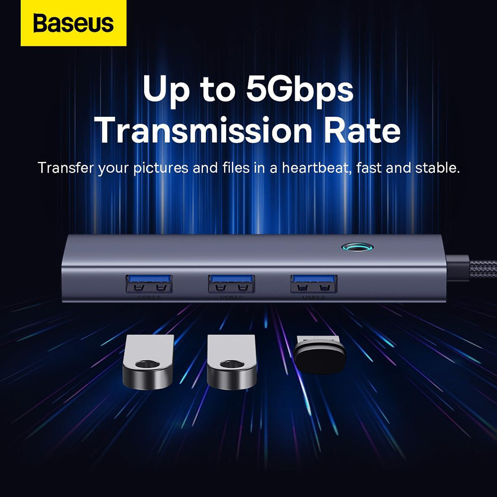 Baseus - Docking Station Lite Series (B0005280A813-03) - Type-C to 4x USB3.0, 5Gbps, Touch Control, Plug-and-Play - Space Grey