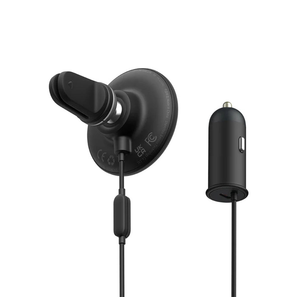 Baseus - Wireless Car Vent Holder (C40141000111-01) - 15W, with 40W Cigarette Lighter Socket, USB, Ambient Light Ring - Black