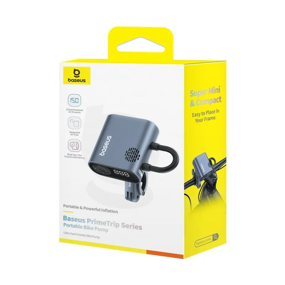 Baseus - Bike Compressor PrimeTrip Series (C11169000121-00) - Portable, Pressure Display, 1750mAh, 150psi, Ultra Fast - Black