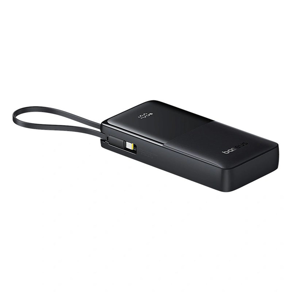 Baseus - Power Bank Bipow 2 (P10077101113-01) - with Built-in USB-C Cable, Type-C, USB, Smart Display, 20000mAh, 20W - Black