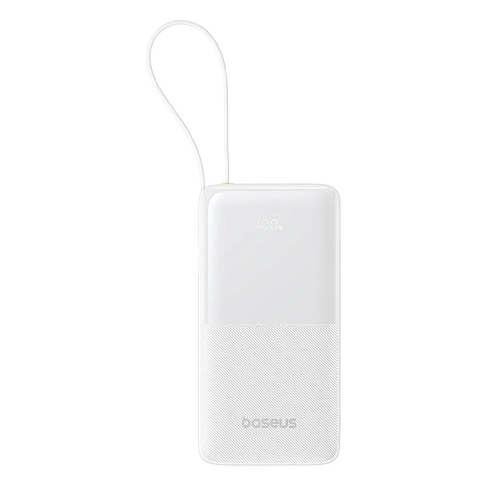 Baseus - Power Bank Bipow 2 (P10077101213-01) - with Built-in USB-C Cable, Type-C, USB, Smart Display, 20000mAh, 20W - White