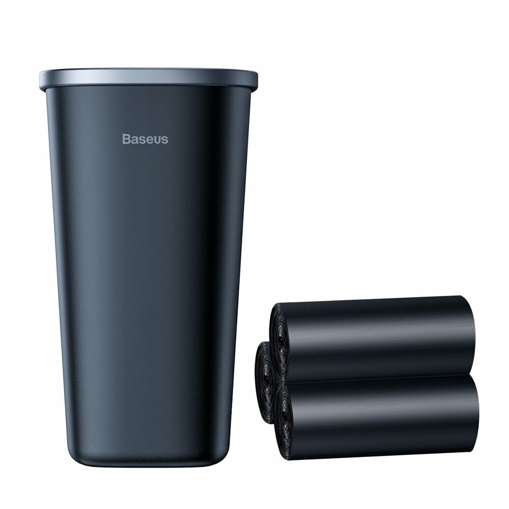 Baseus - Trash Can (CRLJT-A01) - for Car/Desk with 90 Garbage Bags, Multipurpose, Mini Size, 800ml - Black