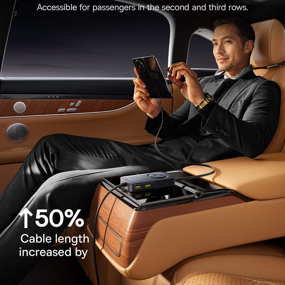 Baseus - Car Charger PrimeTrip VW1 (C00069000121-00) - 3x USB, 3x Type-C, 105W, Fast Charge, 60W Retractable Cable - Black