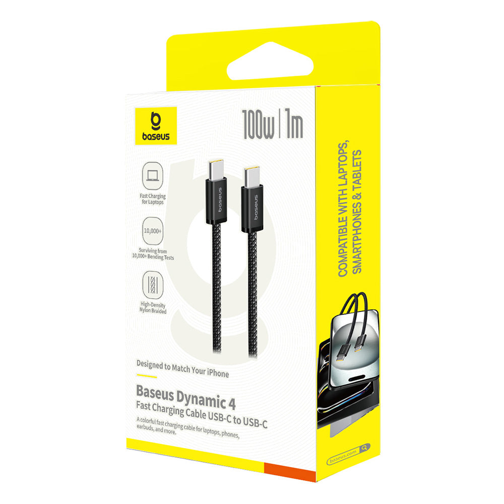 Baseus - Data Cable Dynamic 4 Series (P10381400111-00) - for iPhone, Type-C, Fast Charge, 100W, 480Mbps, Naylon, 1m - Black