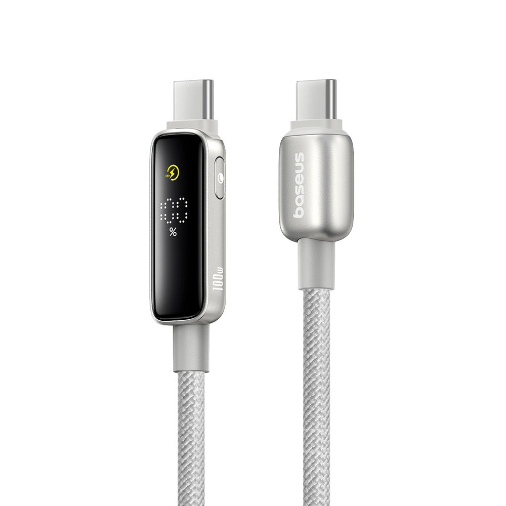 Baseus - Data Cable Vipow (P10381802851-00) - Type-C, Fast Charging, Display, Sleep Mode, 100W, 1m - Galaxy Natural Titanium