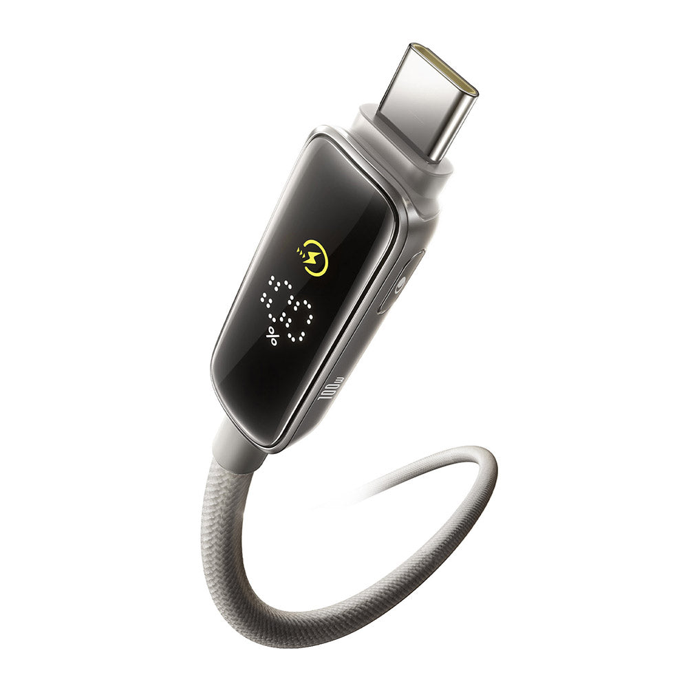 Baseus - Data Cable Vipow (P10381802851-01) - Type-C, Fast Charging, Display, Sleep Mode, 100W, 2m - Galaxy Natural Titanium