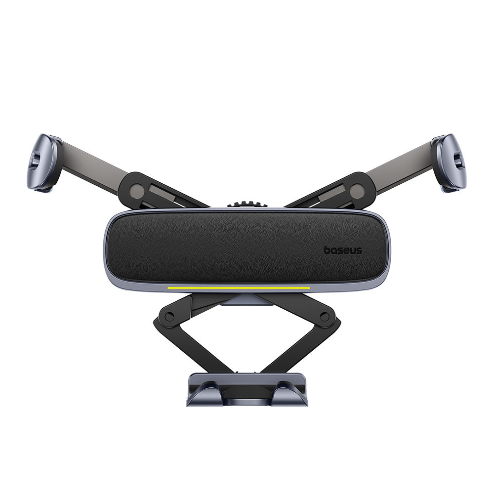 Baseus - Car Holder (C40483401813-00) - for Phone/Tablet, Leather Finish, Retractable Arms, Auto Clamping  - Black Silver