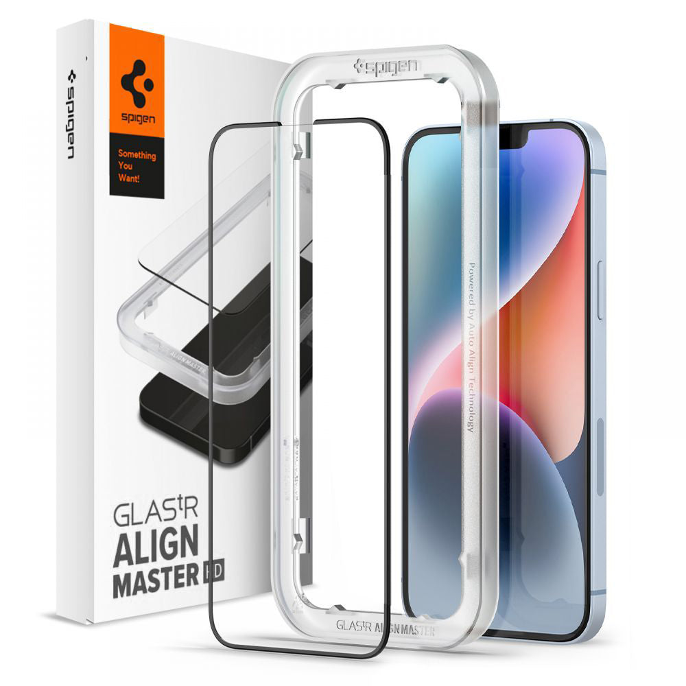 Spigen - Glas.tR Align Master - iPhone 13 / iPhone 13 Pro / iPhone 14 / iPhone 16e - Black