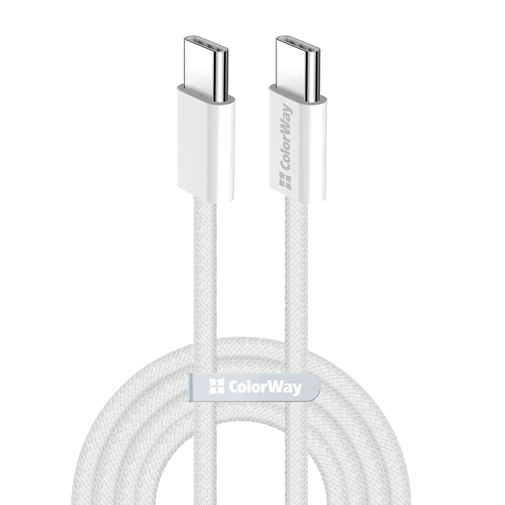 ColorWay - Data Cable (CW-CBPDCC061-GR) - for MacBook Pro, Type-C to Type-C, PD Fast Charging 60W, 3A, Nylon, 1m - Gray