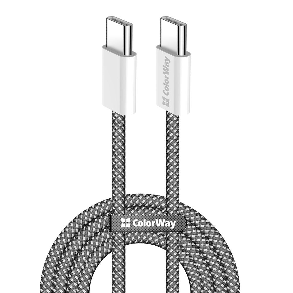 ColorWay - Data Cable (CW-CBPDCC061-BK) - for MacBook Pro, Type-C to Type-C, PD Fast Charging 60W, 3A, Nylon, 1m - Black
