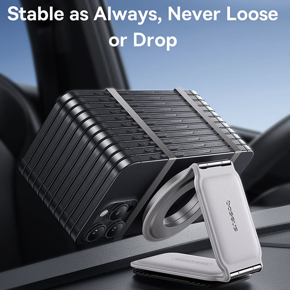 Baseus - Car Holder PrimeTrip Series C02 (C40169002213-00) - PU Leather, 360°, 25N, Versatile Mounting Option - Moon White