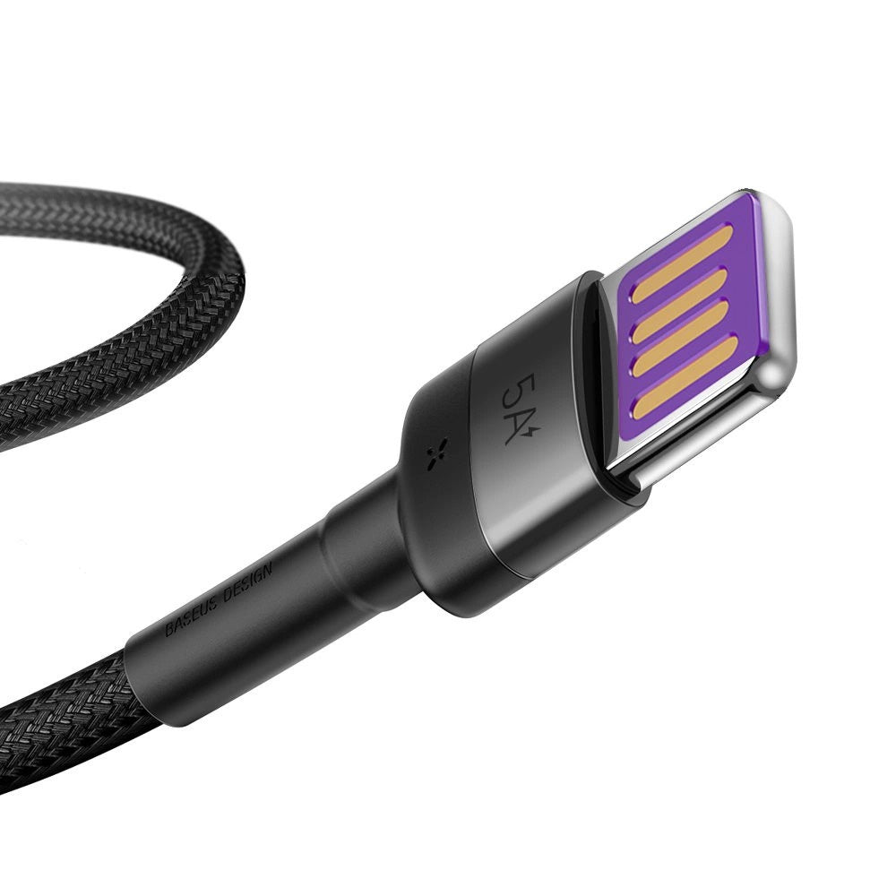 Baseus - Data Cable Cafule Series Metal (CATKLF-PG1) - USB to Type-C, Fast Charging, 40W, 5A, Nylon Braid, Velcro, 1m - Black