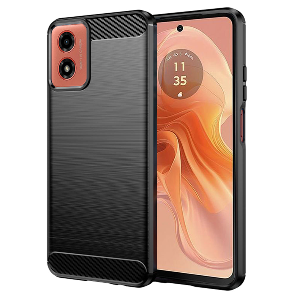 Techsuit - Carbon Silicone - Motorola Moto G04 / Moto G04s / Moto G24 / G24 Power / Moto E14 - Black