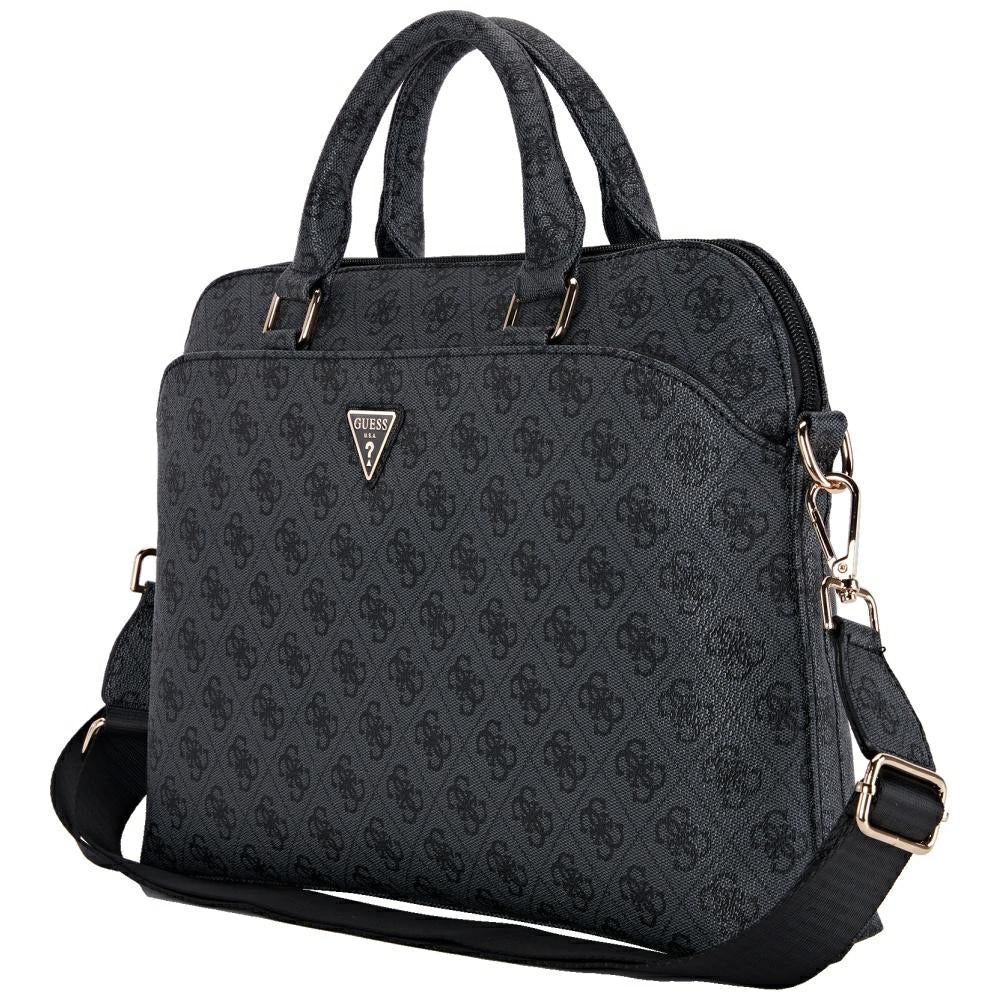 Guess - Computer Bag 4G Triangle Logo (GUCB15P4DPTK) - 15", Eco-Leather, Zipper Pocket, Detachable Strap, Adjustable - Black