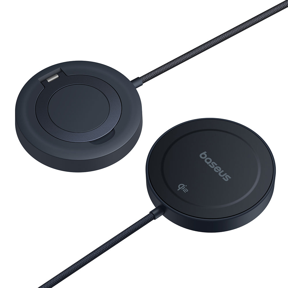 Baseus - Magnetic Wireless Charger Simple Mini4 (P10273300121-02) - Universal, with Stand, USB-C, Qi2, 15W, 1m - Cosmic Black