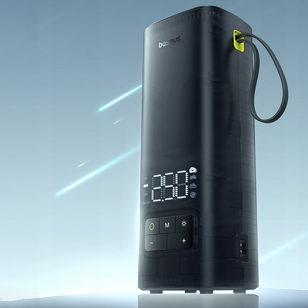 Baseus - Car Compressor Mega Series (C11123202111-00) - Double Cylinder, LED Digital Display, Faster Inflation - Black