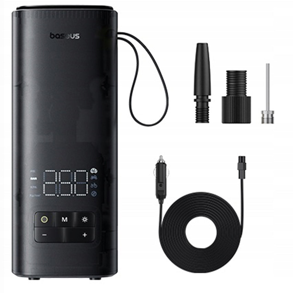 Baseus - Car Compressor Mega Series (C11123202111-00) - Double Cylinder, LED Digital Display, Faster Inflation - Black