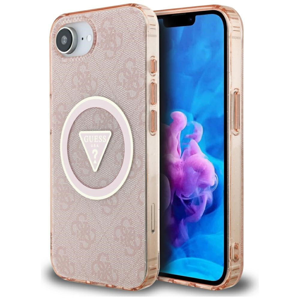 Guess - IML Metal Glitter 4G Circle Triangle MagSafe (GUHMPSE4HG4PRTGP) - iPhone 16e - Pink