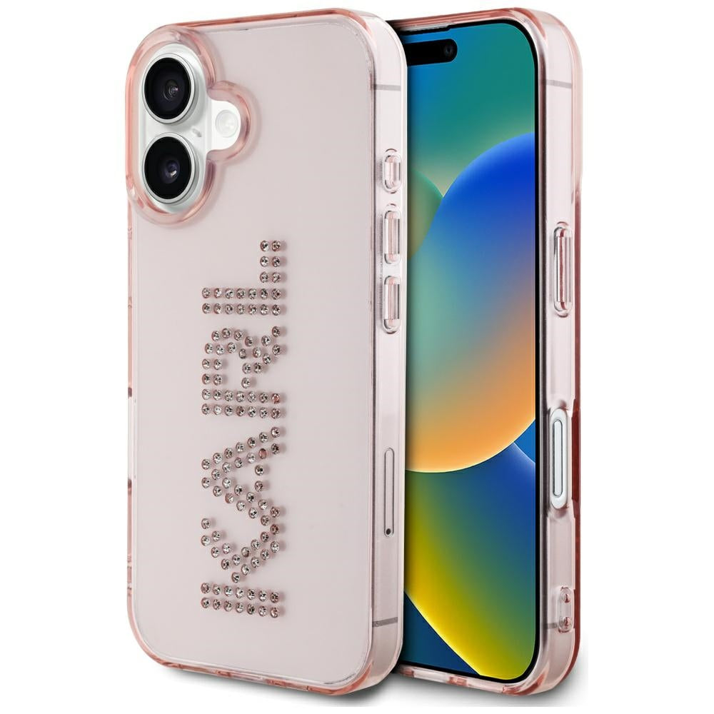 Karl Lagerfeld - IML Rhinestones (KLHCP16SHKLSTDCP) - iPhone 16 - Pink Logo