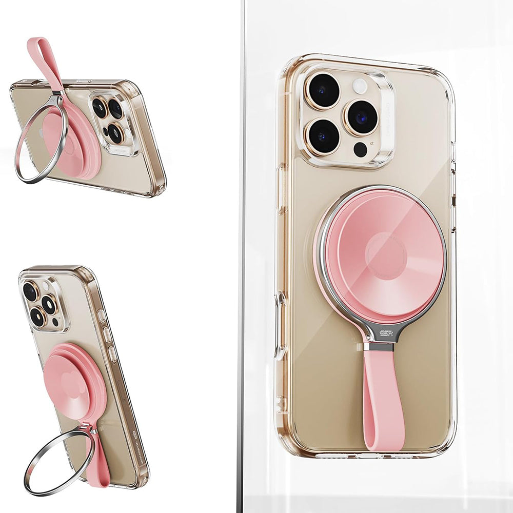ESR - Suction Phone Mount HaloLock (2K6500101) - Hands-Free Mirror Phone Stand, Magnetic, 360Â° Rotation Ring - Pink