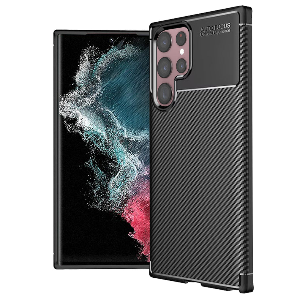 Techsuit - CarbonFiber - Samsung Galaxy S22 Ultra 5G - Black