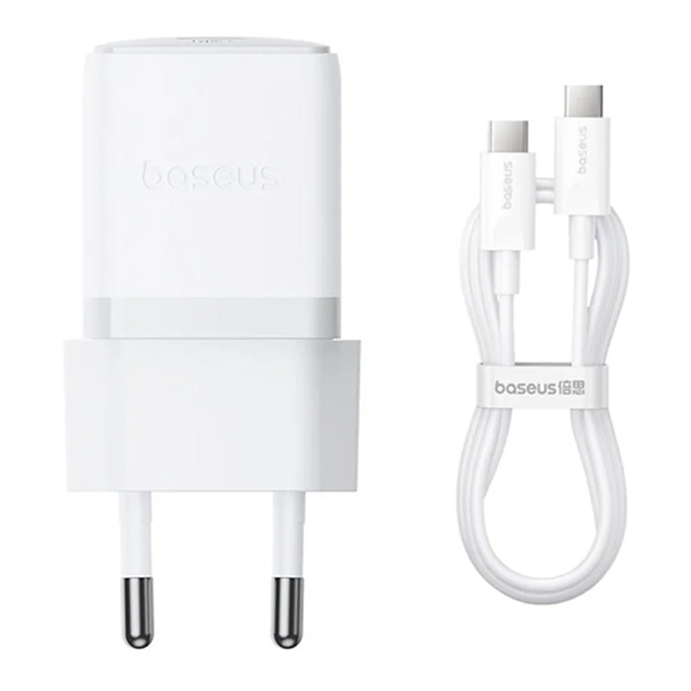 Baseus - Wall Charger Palm (P10111605213-01) - Type-C Cable Included, Fast Charger, 30W, 5V/3.0A, 1m - Moon White