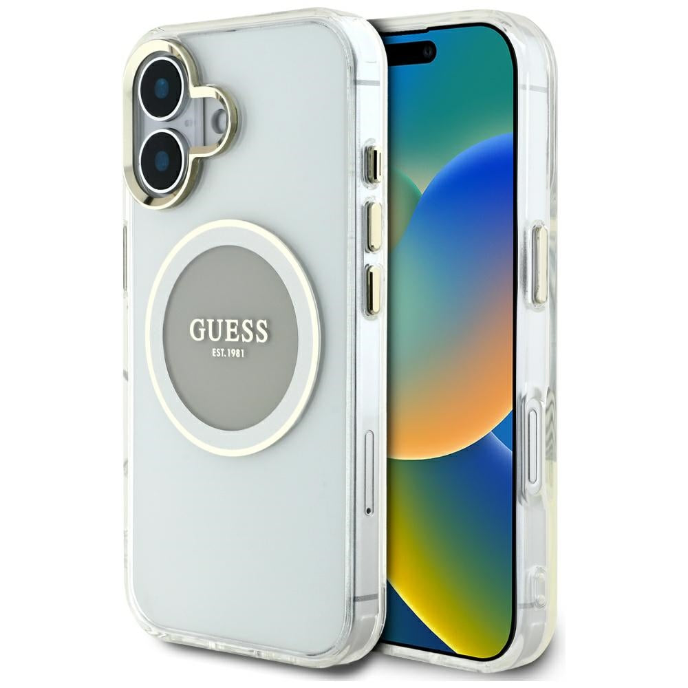 Guess - IML Metal Colored Circle MagSafe (GUHMP16SHTDRCEDG) - iPhone 16 - Grey