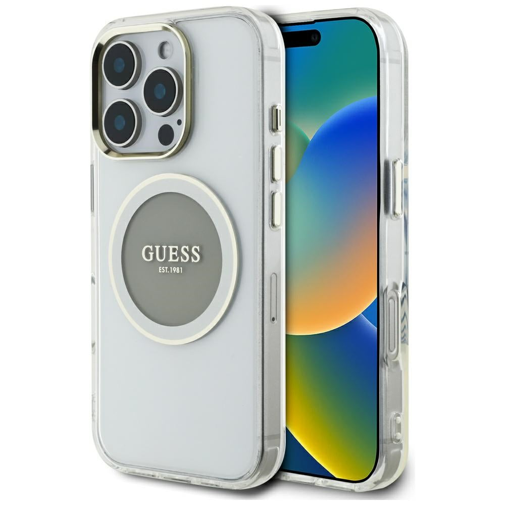 Guess - IML Metal Colored Circle MagSafe (GUHMP16XHTDRCEDG) - iPhone 16 Pro Max - Grey