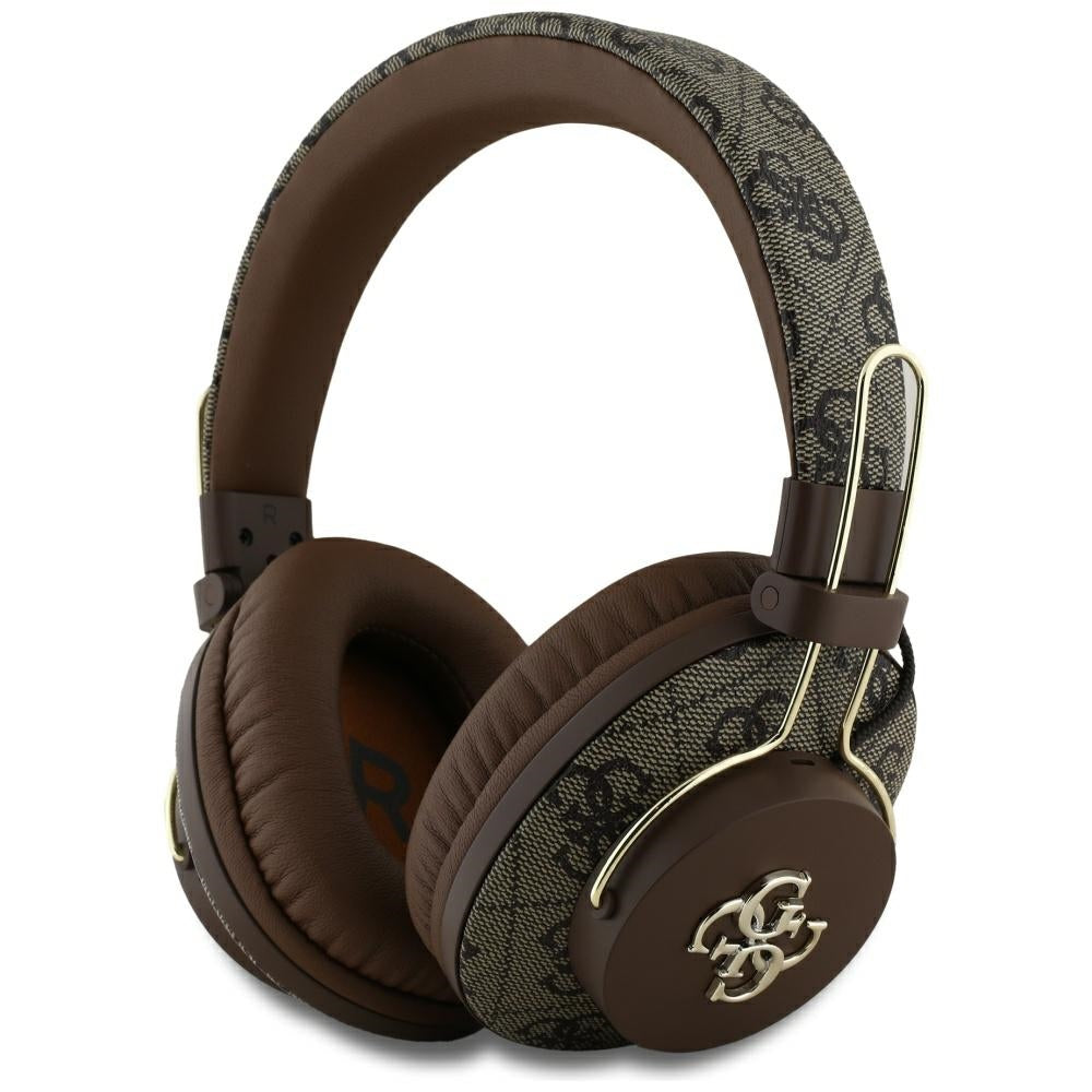 Guess - Wireless Headphones 4G Metal Logo (GUBHS72P4FC4MW) - Bluetooth 5.3, ENC, USB-C, Eco-Leather, On-ear, 300mAh - Brown