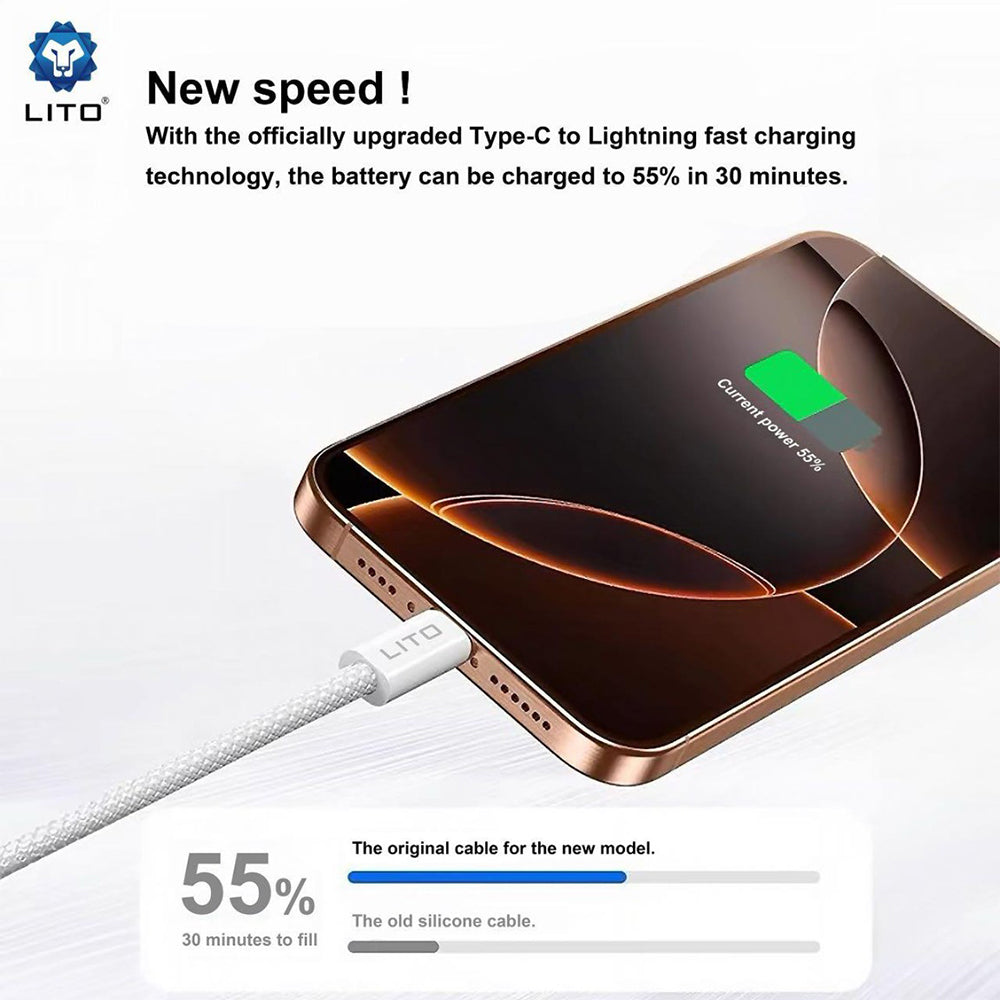 Lito - Data Cable (LD04CL) - Type-C to Lightning, Fast Charging 27W, 1m - White