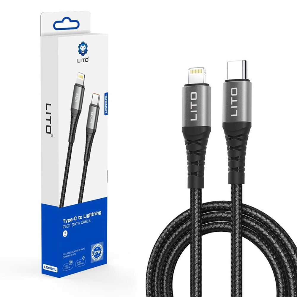 Lito - Data Cable (LD08CL) - Type-C to Lightning, Fast Charging, 27W, 1m - Black