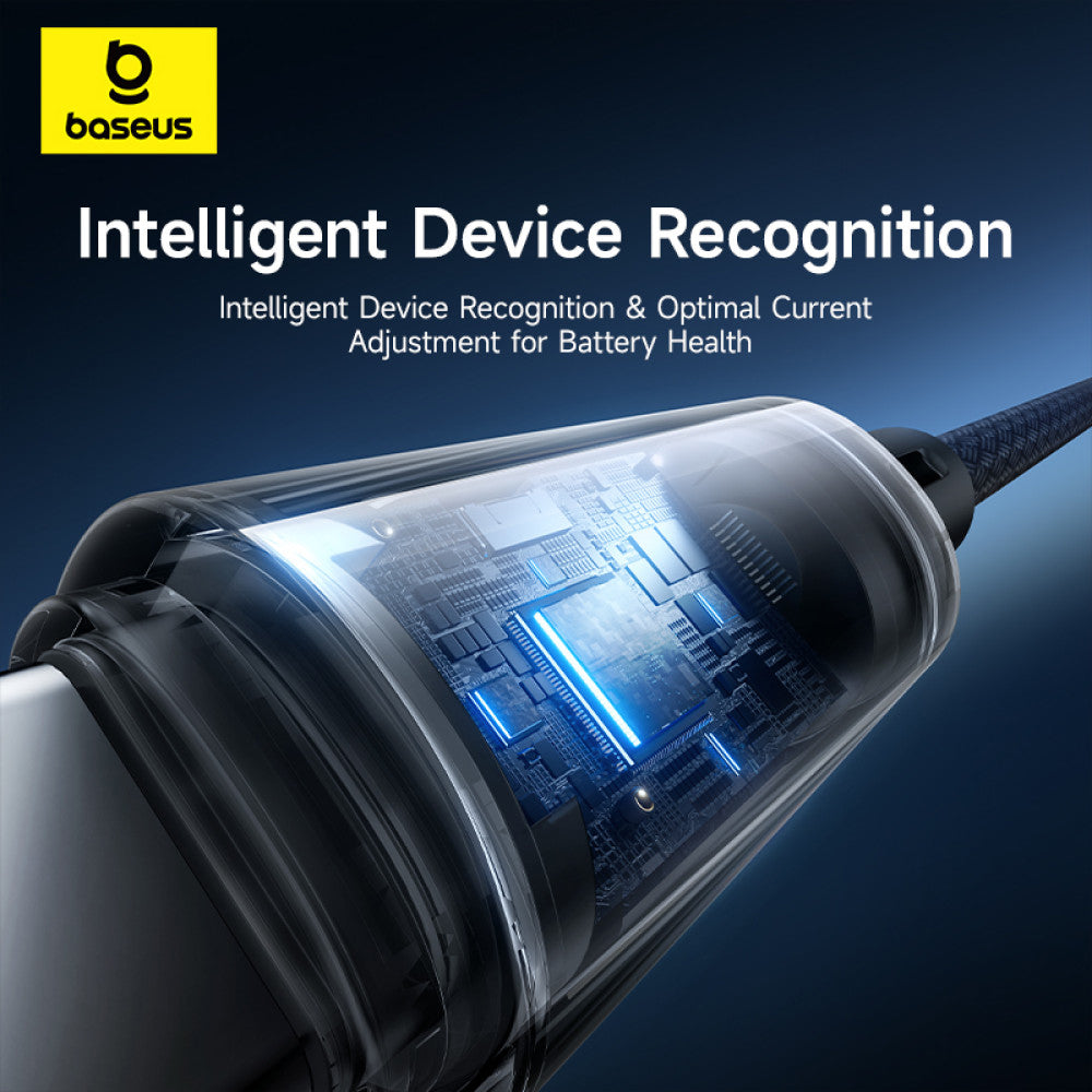 Baseus - Data Cable Lit (P10379002121-01) - USB to Type-C, 100W, Fast Charging, LED Light, Button-Control, 2m - Cosmic Black