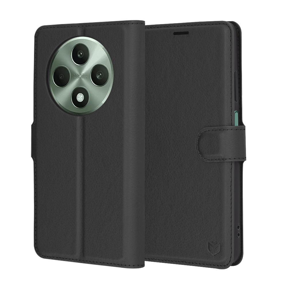 Techsuit - Leather Folio - Oppo Reno12 F 4G / Reno12 F 5G / Reno12 FS 4G / Reno12 FS 5G - Black