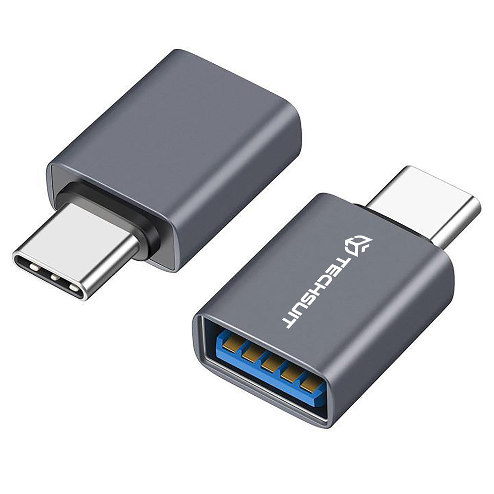 Techsuit - Premium OTG Adapter SlateVolt (A8) - USB 3.0 to Type-C, 5Gbps, 3A, Aluminum Alloy, Fast Data Transfer - Gray